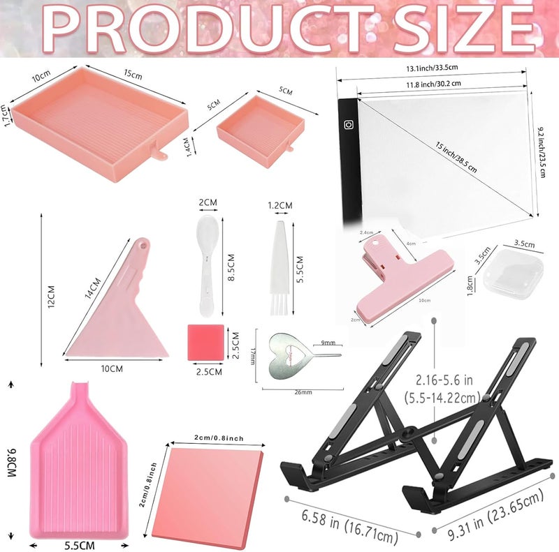 XEUZK All-Inclusive Diamond Art Accessories Kit with A4 Diamond Painting Light Pad Kit, Light Board for Painting Accessories, Bead Organizers & 5D Painting Tools Set for Full Drill & Partial Drill Art - Image 2